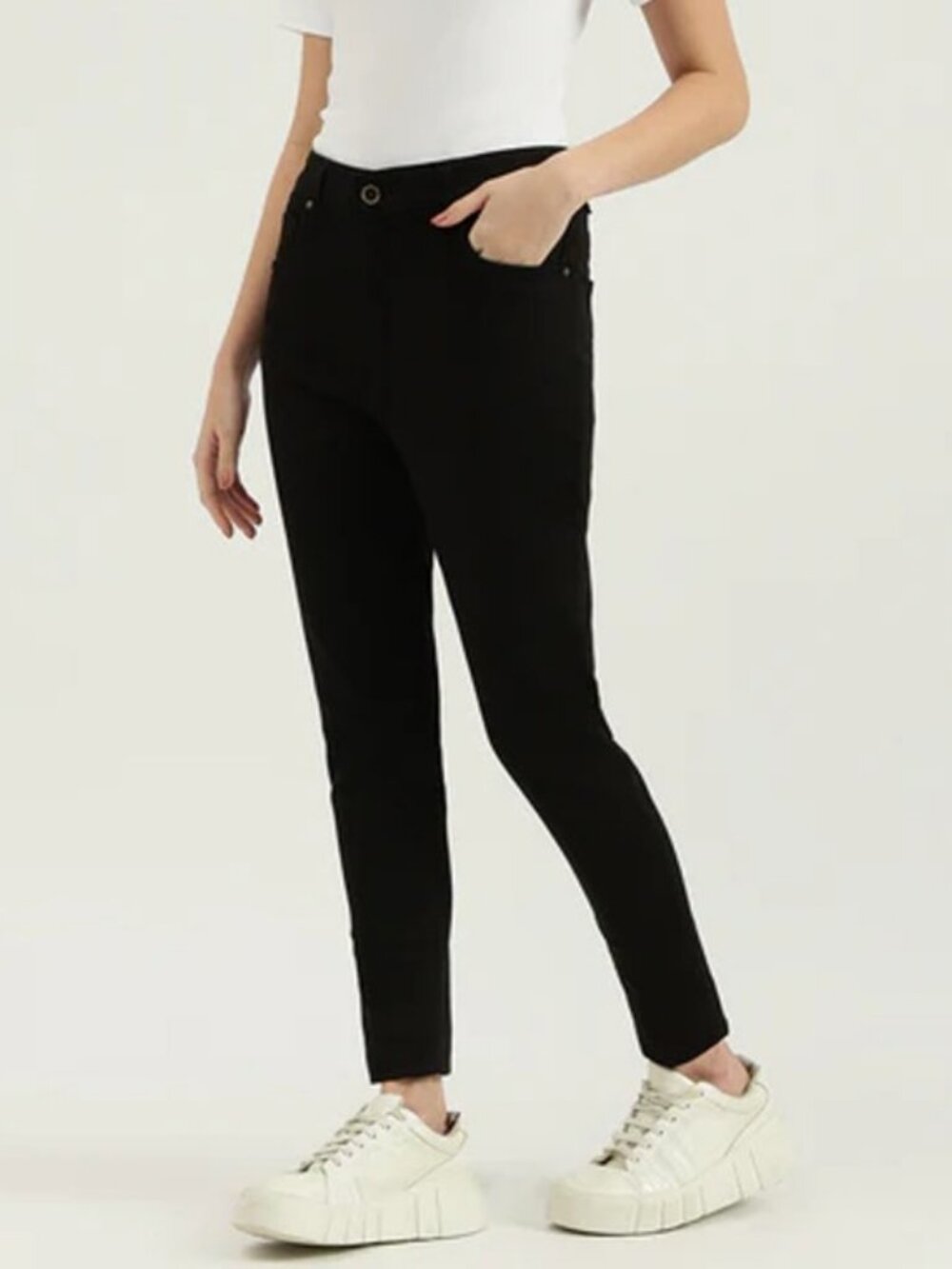 United Colors of Benetton solid skinny fit jeans black women's size 12
